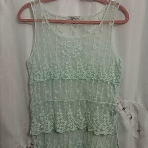 Charlotte Russe, Soft Mint Green, Embroidered Tulle, Lace Top